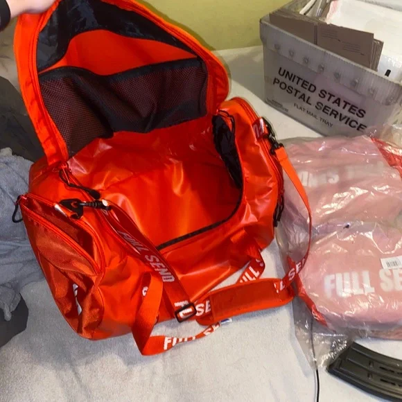 BRAND NEW IN PLASTIC, RED fullsend duffel bag. Comes with tags